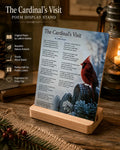 The Cardinal's Visit - 5" × 7" Metal Poetry Print with Wooden Display Stand